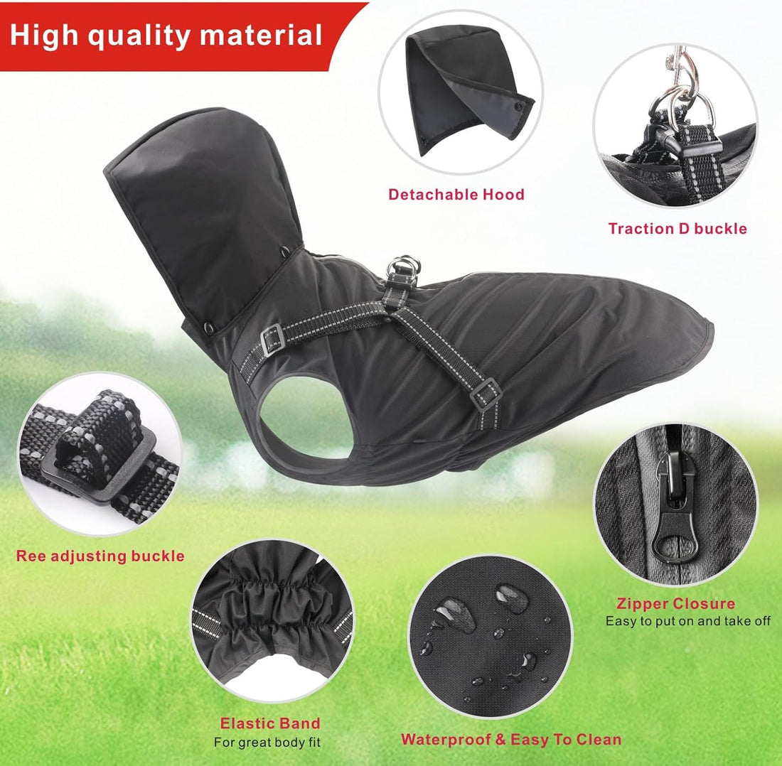Dog Raincoat Waterproof Dog Hoodie Reflective Dog Raincoat Hooded