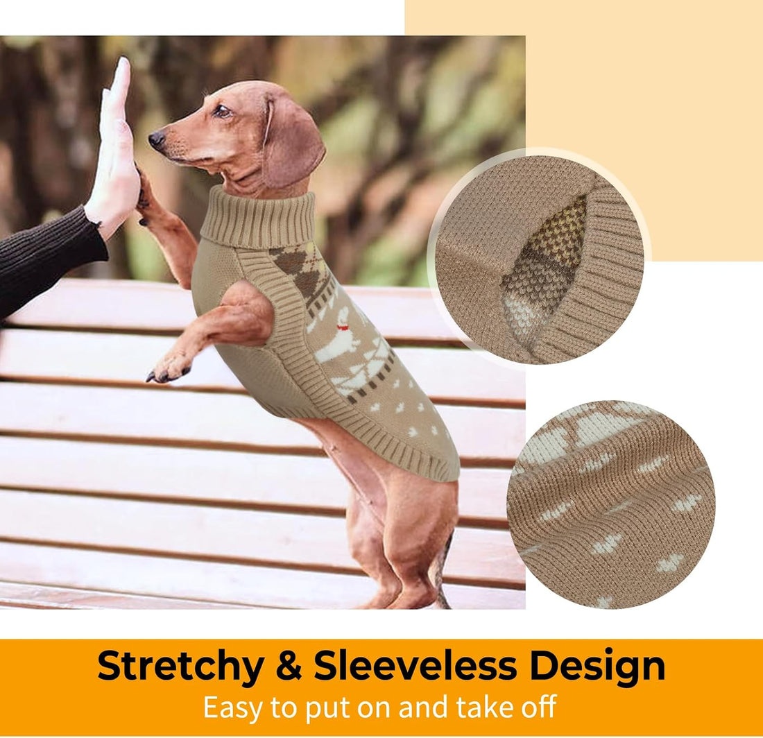 Lelepet Dachshund Sweater, Turtleneck Dog Sweaters for Small Dogs