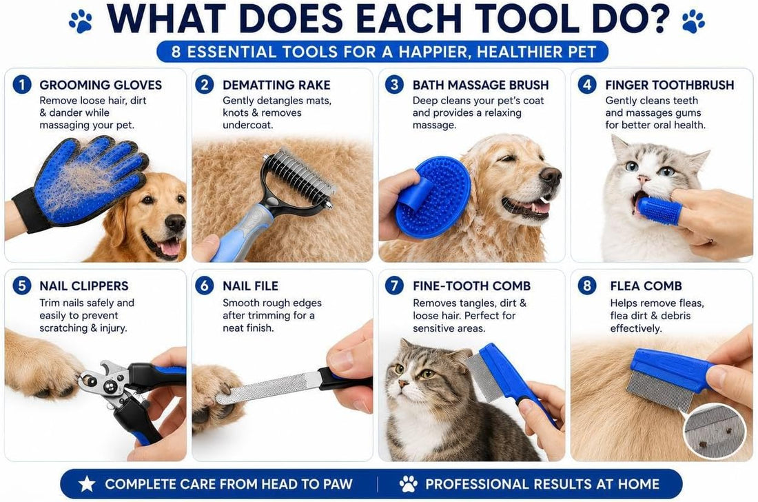 8-Piece Dog Grooming Kit for Dogs & Cats