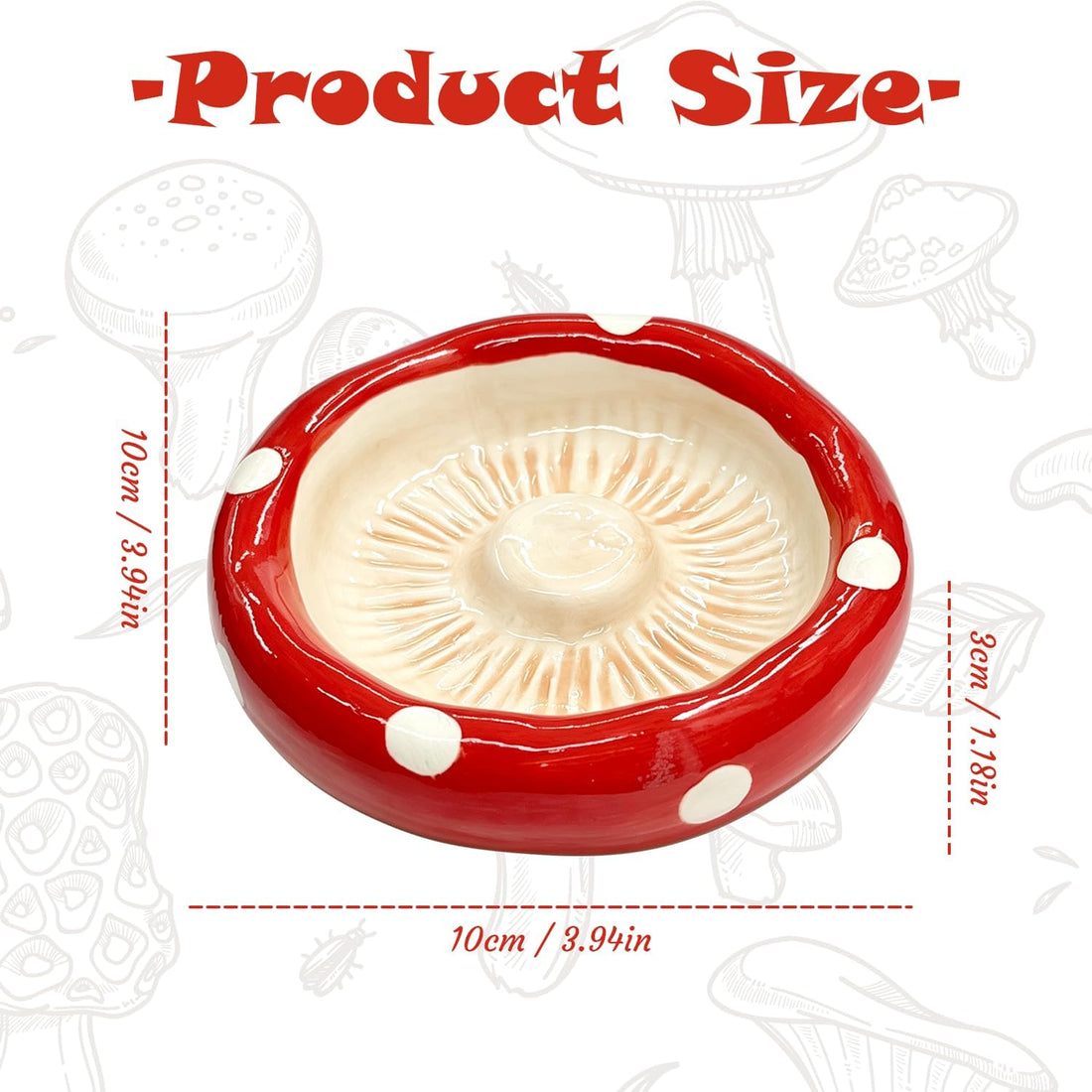 Hamster Mushroom Cap Shape Ceramic Food Bowl, Anti-Spill Non-Tip