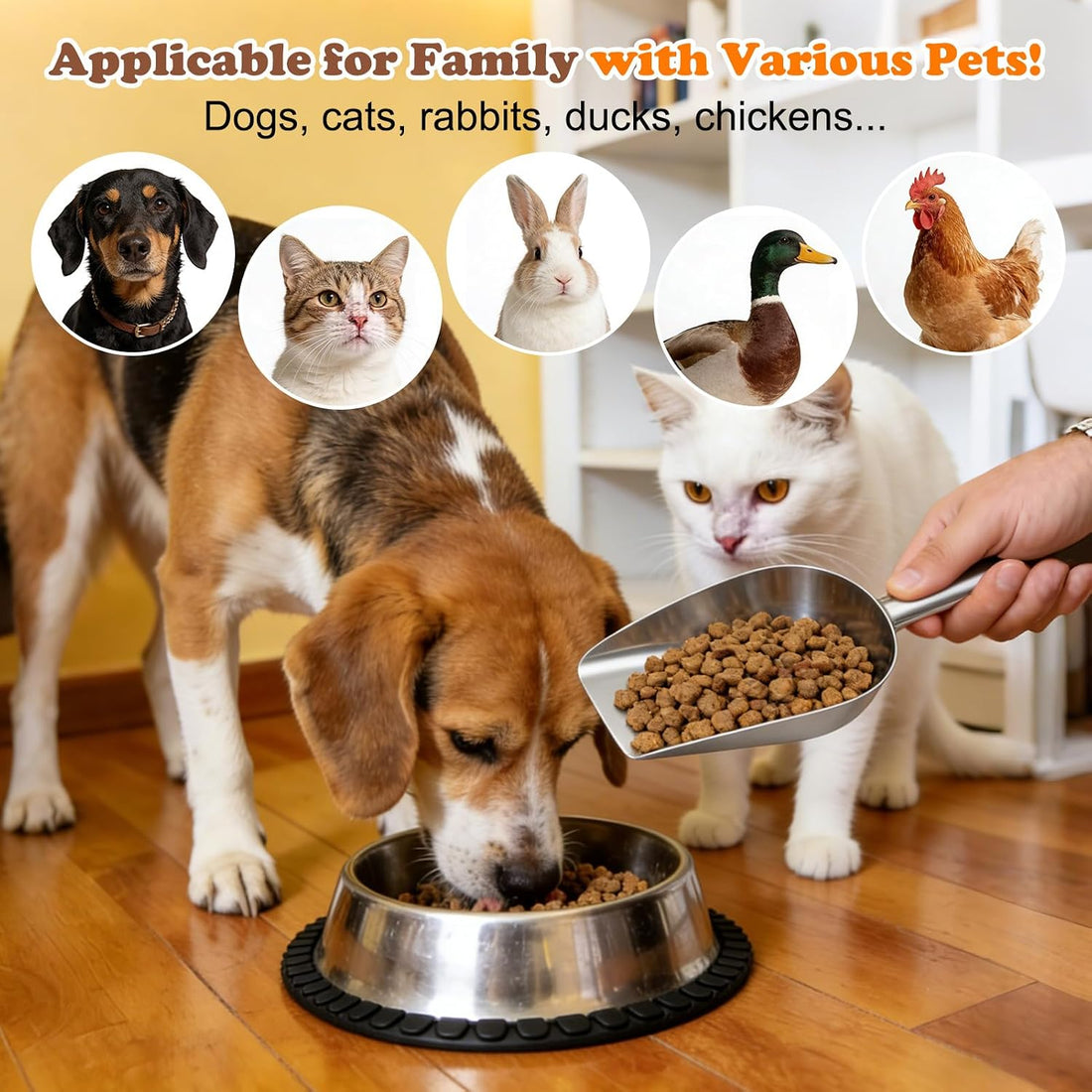 Mity rain Dog Food Scoop Stainless Steel with Long Handle