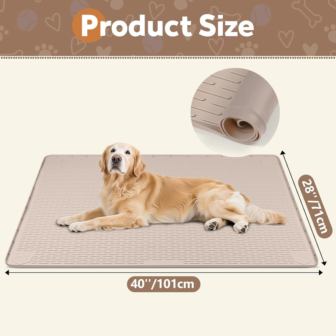 Silicone Dog Crate Mat 40"x 28" Under Dog Crate Kennel Pad Mat