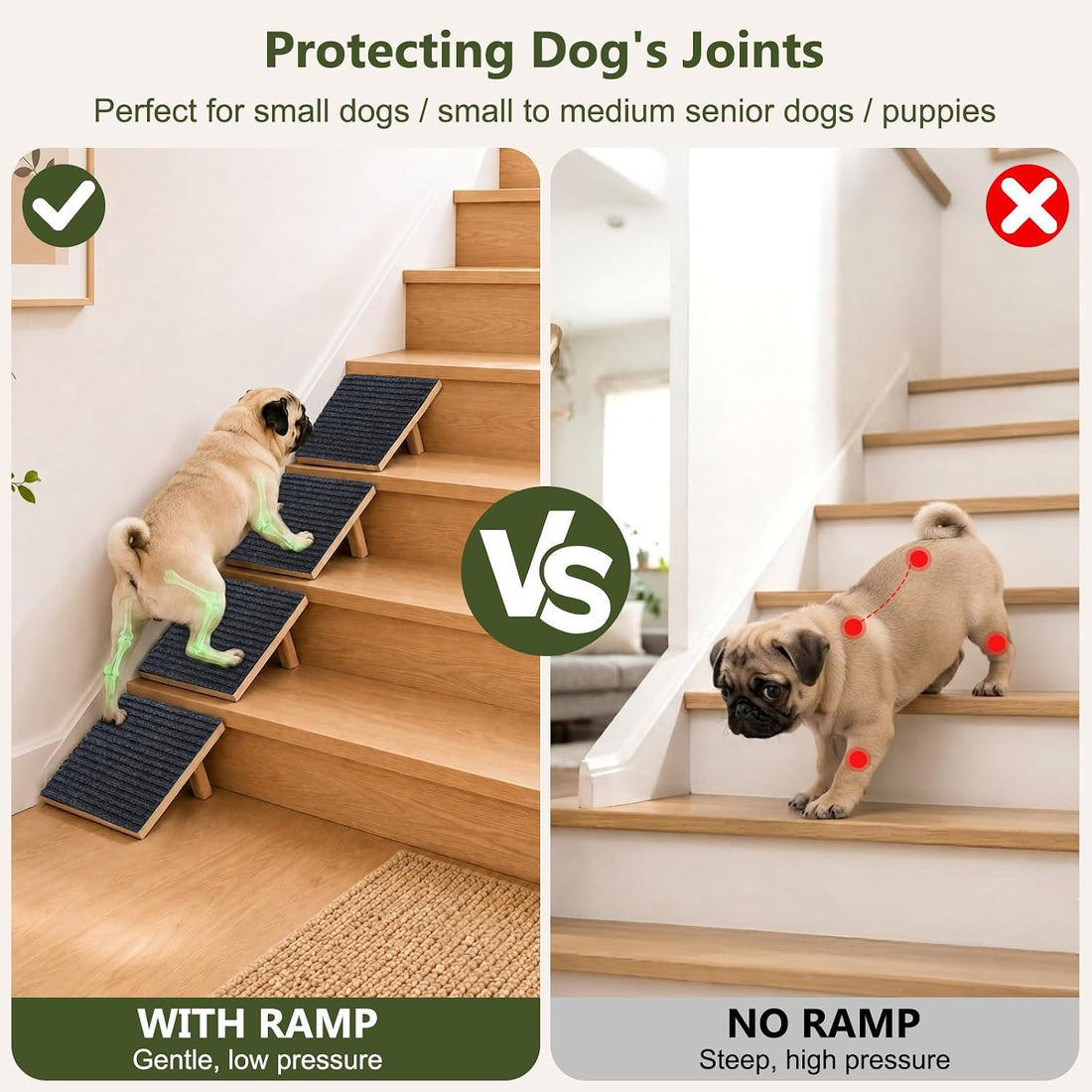 Vivifying Dog Ramp for Stairs, 4 Packs Anti-Slip Dog Stair Ramps