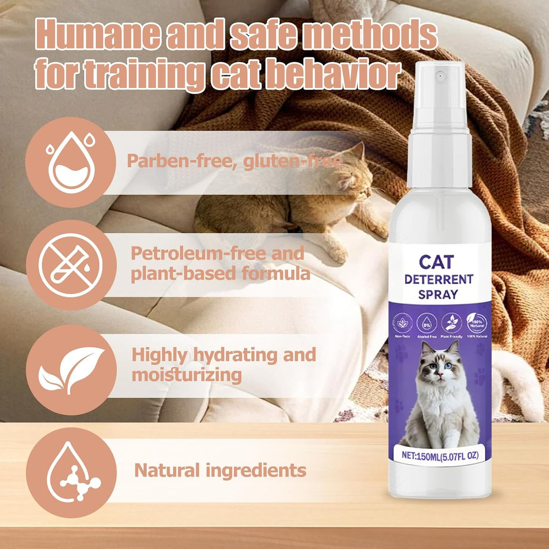 Bitter Apple Spray for Cats, Cat Deterrent Spray for Scratching
