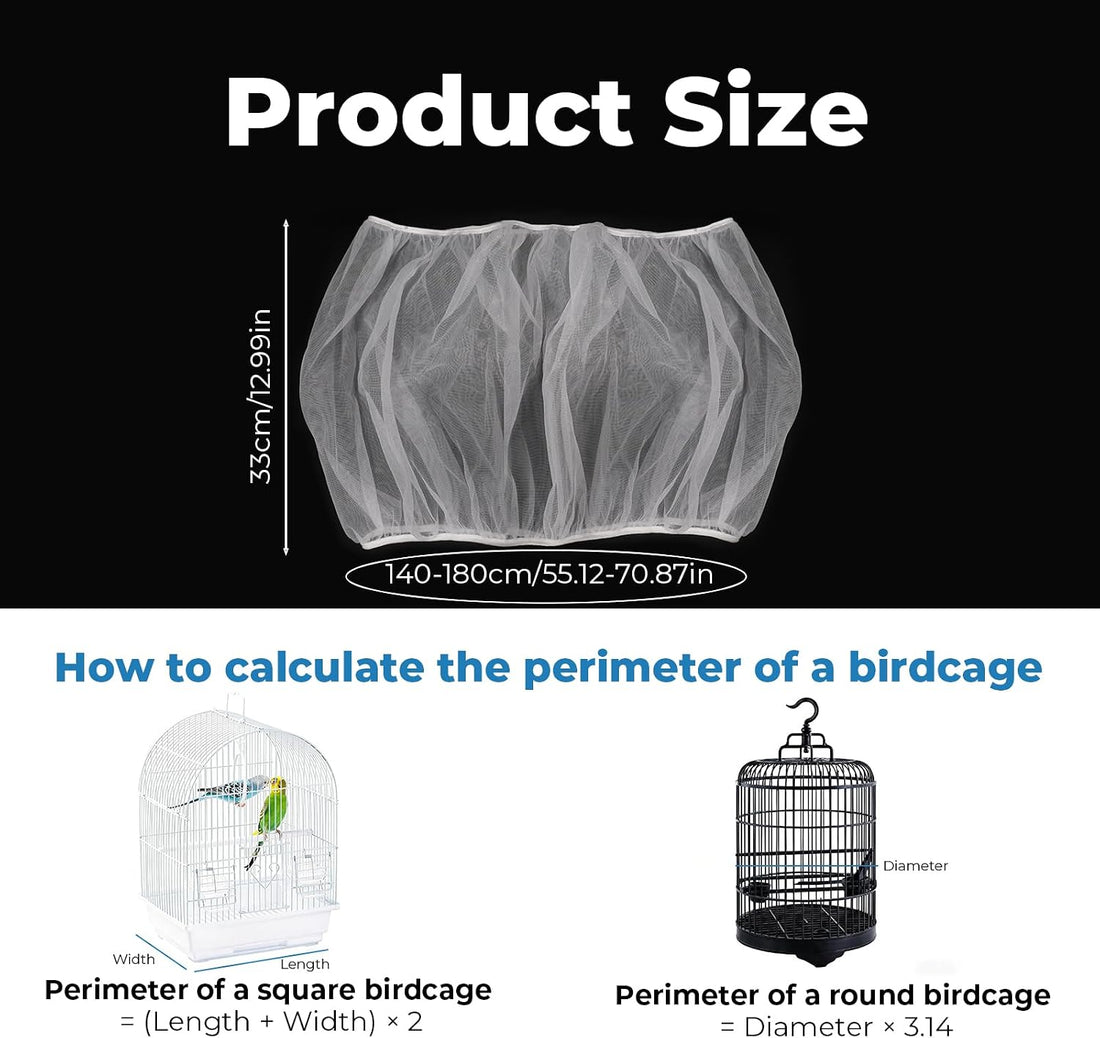 2 Pcs Bird Cage Seed Catcher, Adjustable Bird Cage Net Cover