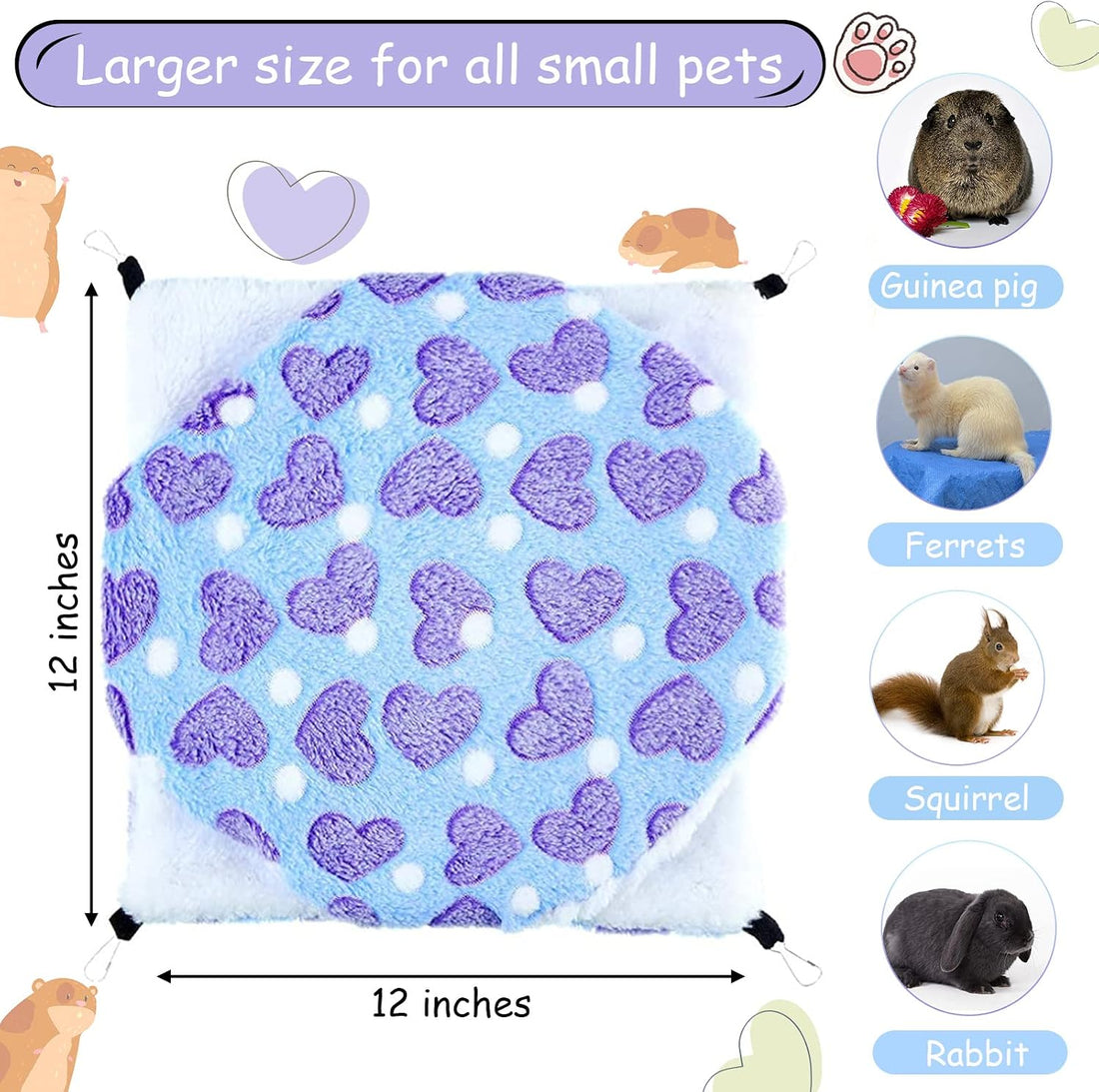 Boao 2 Pcs Guinea Pig Rat Hammock for Pet, Purple, Coffee