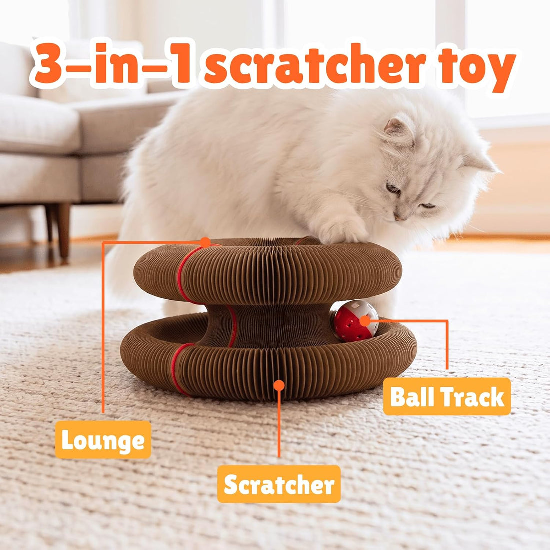 KITTY KURLZ Interactive Cat Toy & Cardboard Cat Scratcher