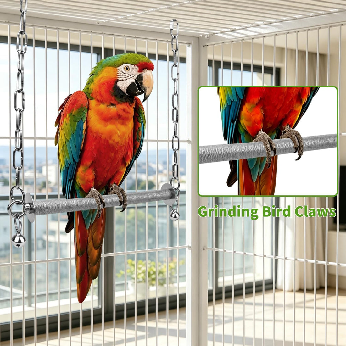 Litewoo Stainless Steel Large Bird Swing Perch Stand Toy for Parrot