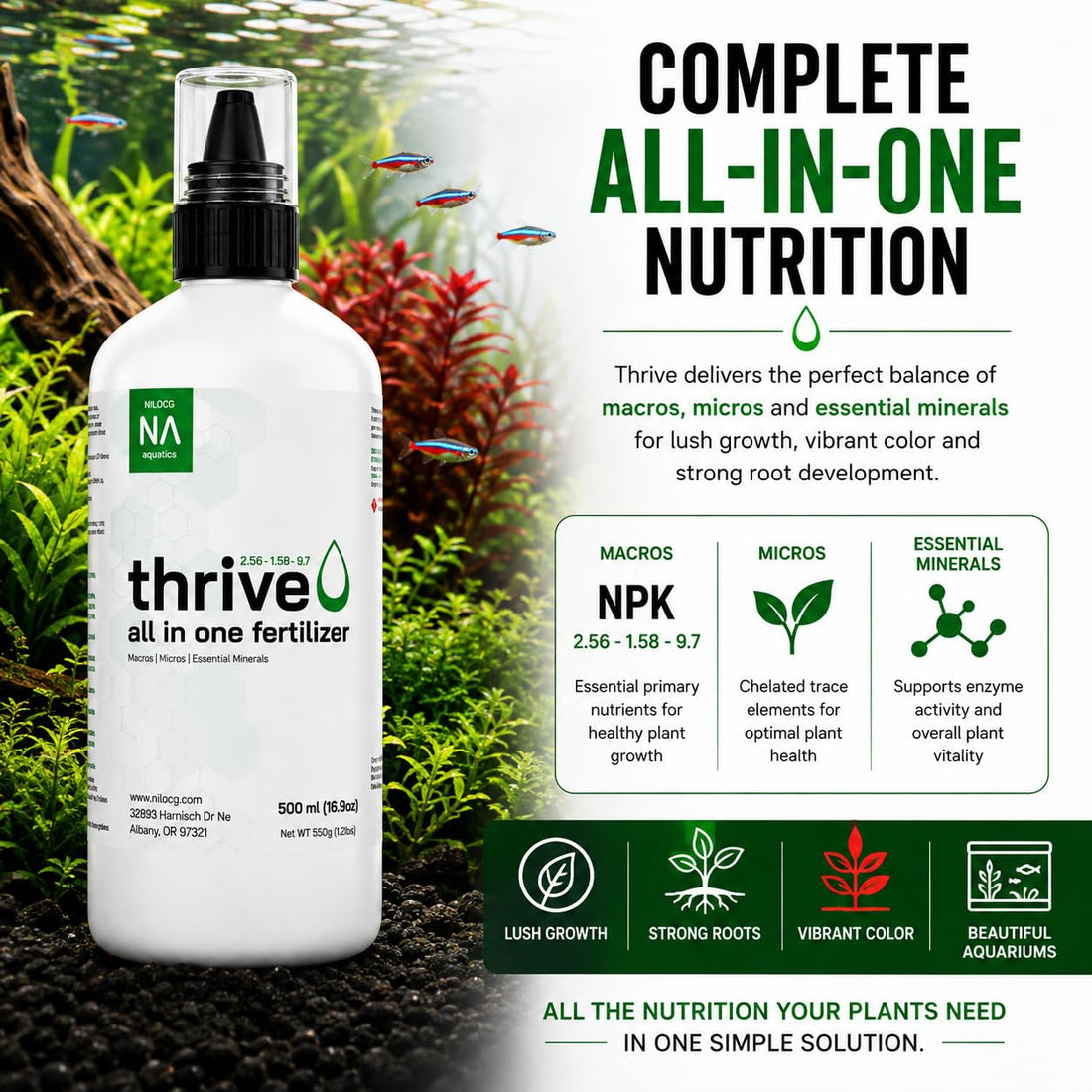 Thrive Planted Aquarium Fertilizer -All in One Planted Tank Liquid