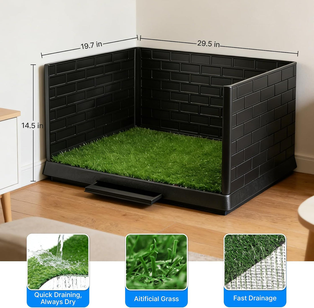 Dog Grass Pad with Tray and Drawer, Indoor Dog Potty Training System