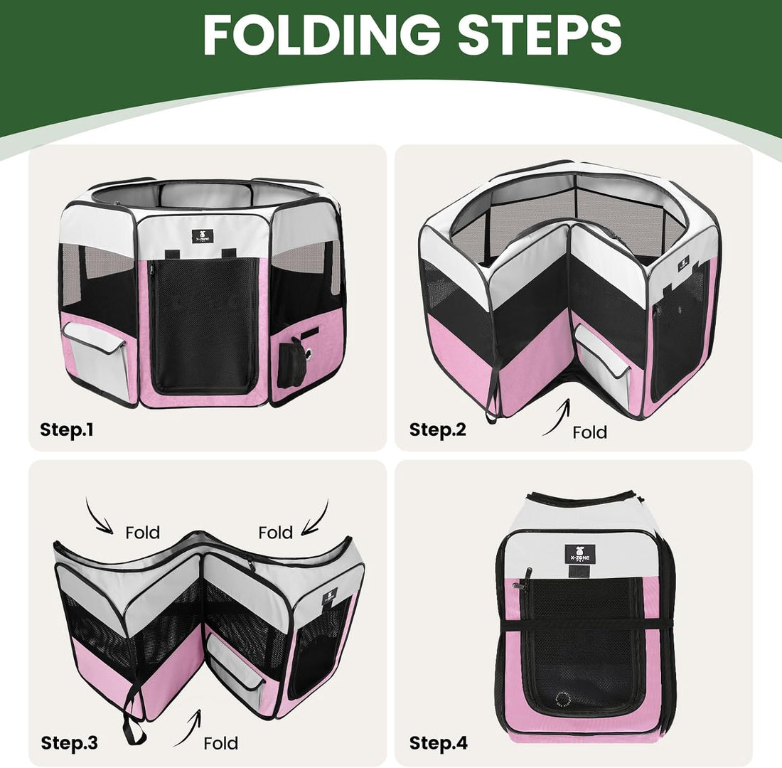 X-ZONE PET Foldable Dog Playpen, Portable Pet Play Pen for Puppy Cat