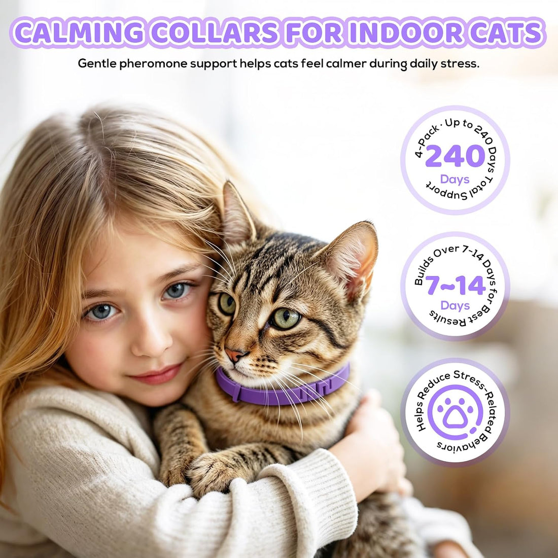 Calming Collar for Cats, 4 Pack Cat Pheromone Collar, 60-Day Each