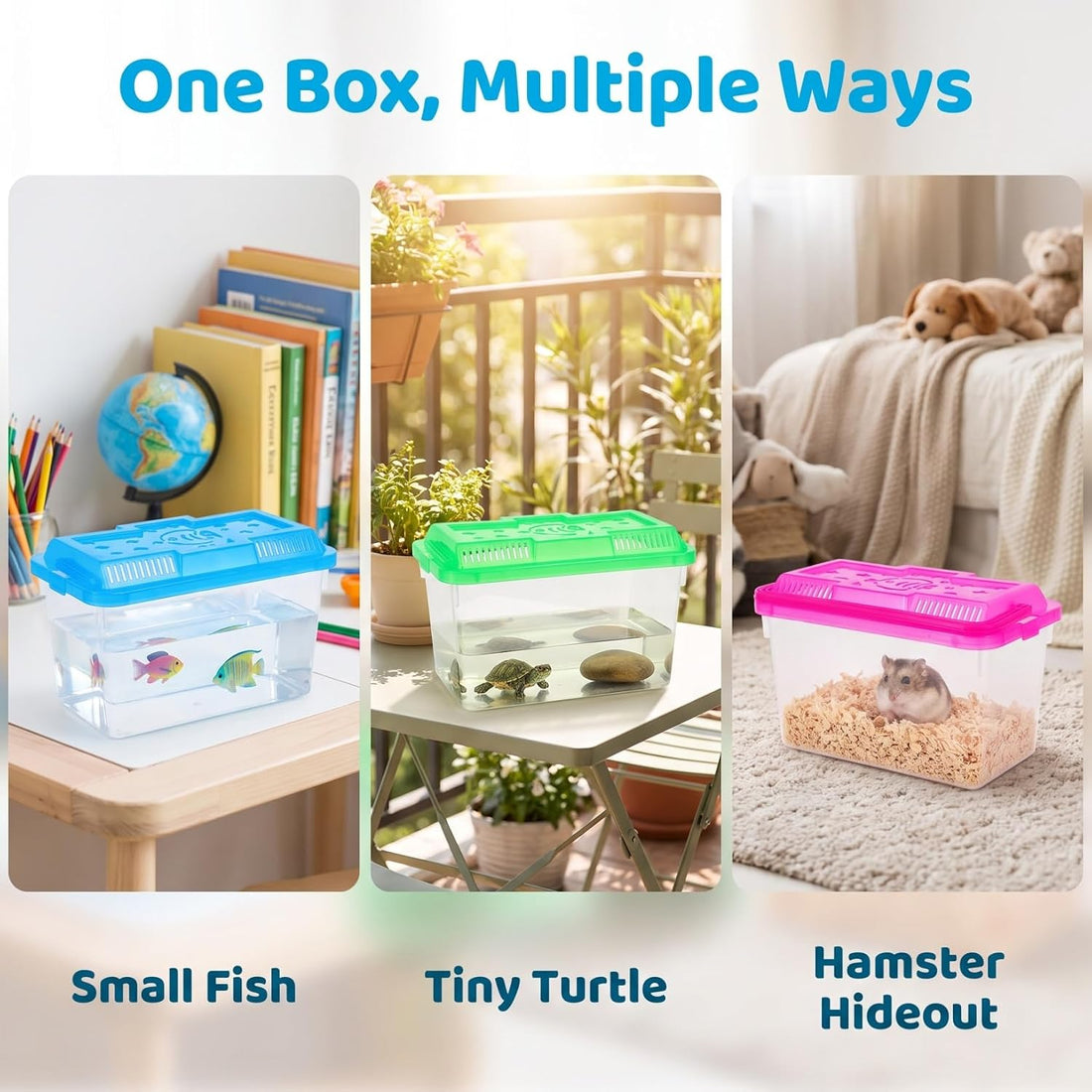 NOLITOY 4 pcs Thick Plastic Portable Fish Tank Mini Aquarium Travel