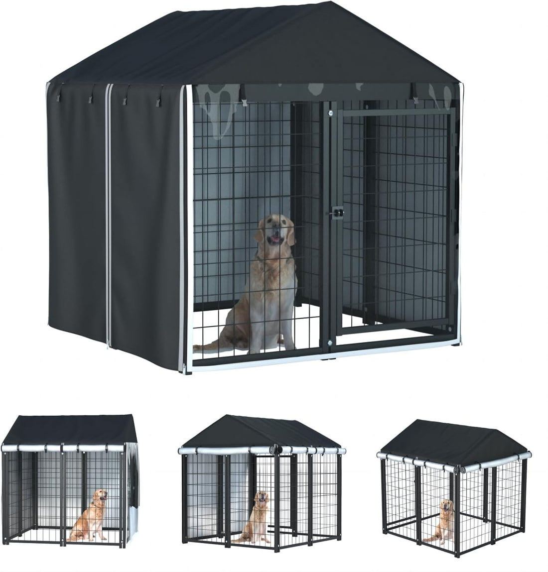 Outdoor Dog Kennel Cover, 10'Dx10'Wx7'H,Full Coverage