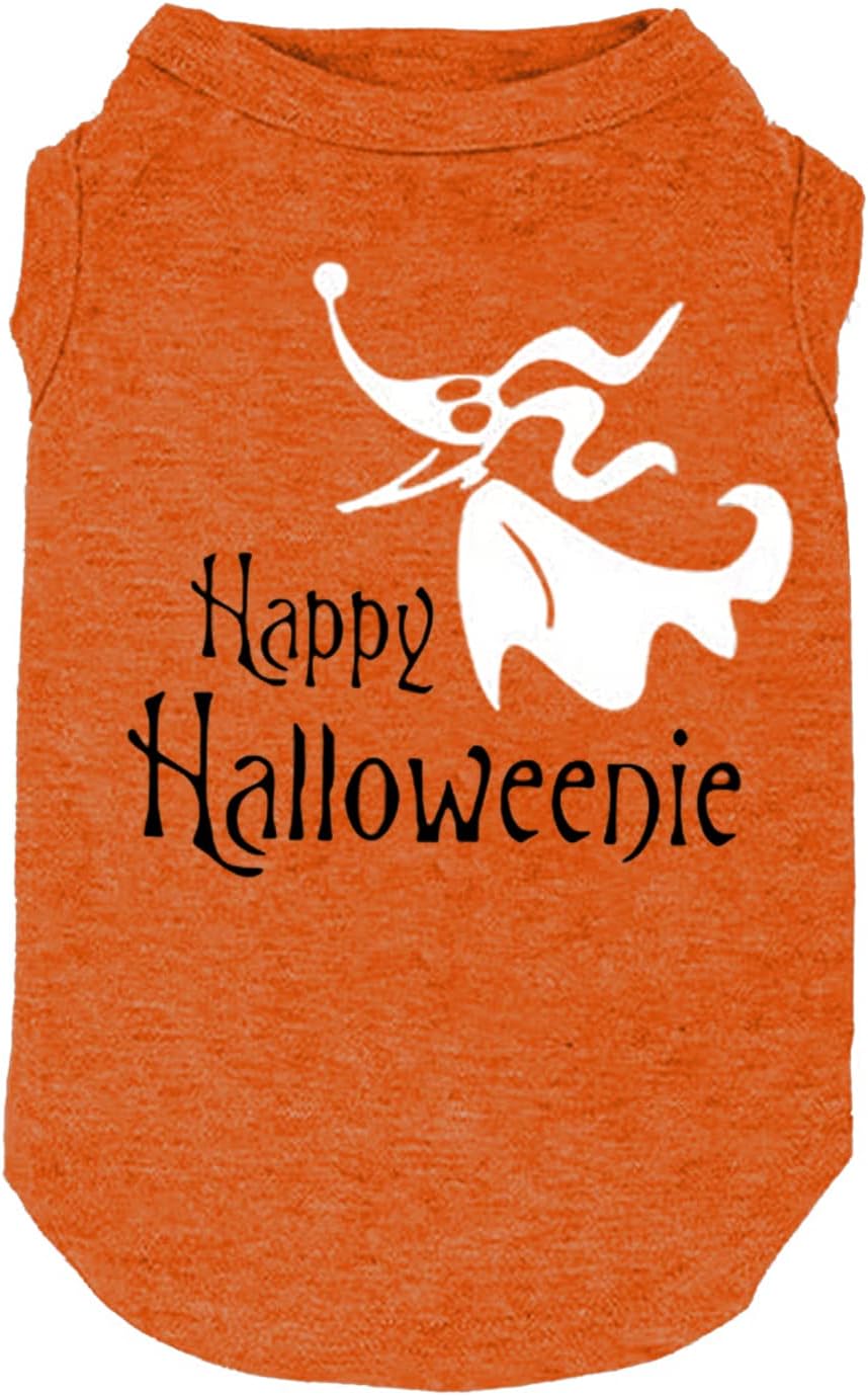 Funy Pumpkin T-Shirt Cute Ghost Dog Bone Print Shirt & Vest