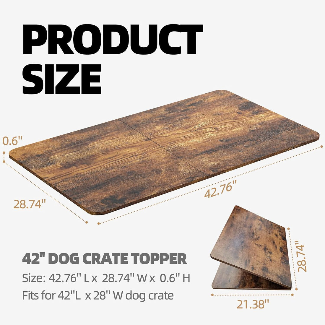 Dog Crate Topper for 30'' Dog Cage, Dog Kennel Topper Wood Countertop