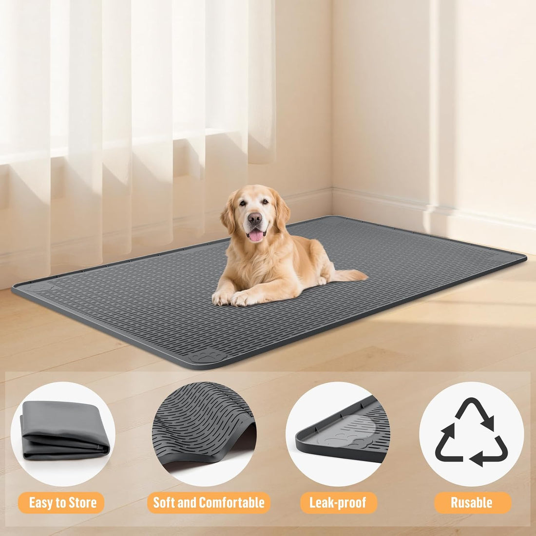 Silicone Dog Bed Mat 40"x 28" Crate Mat for Dog Cages