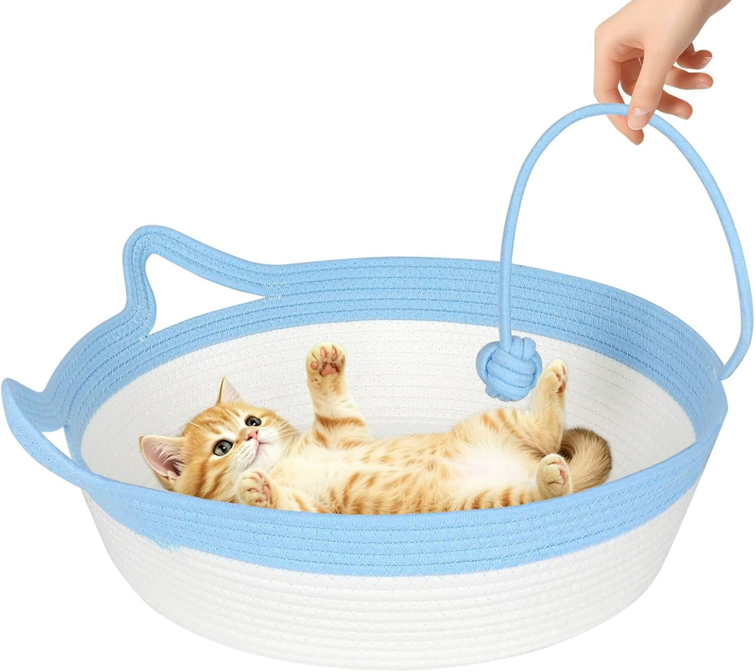 Cat Bed, Cotton Rope Instinct Basket for Cats, Handwoven Cat Beds