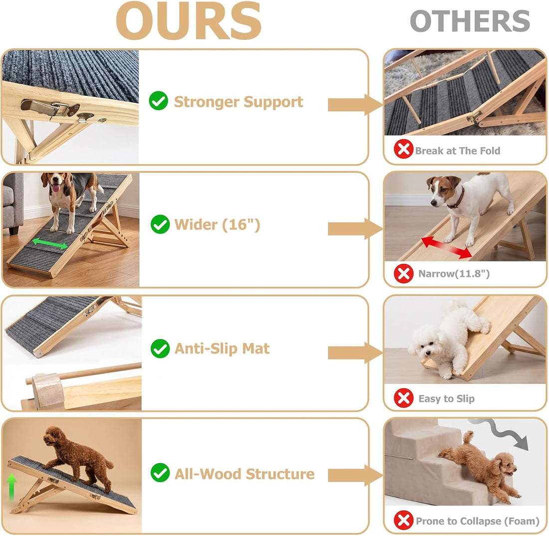 Wooden Dog Ramp for Couch, Small Dog Ramp for Bed Sofa