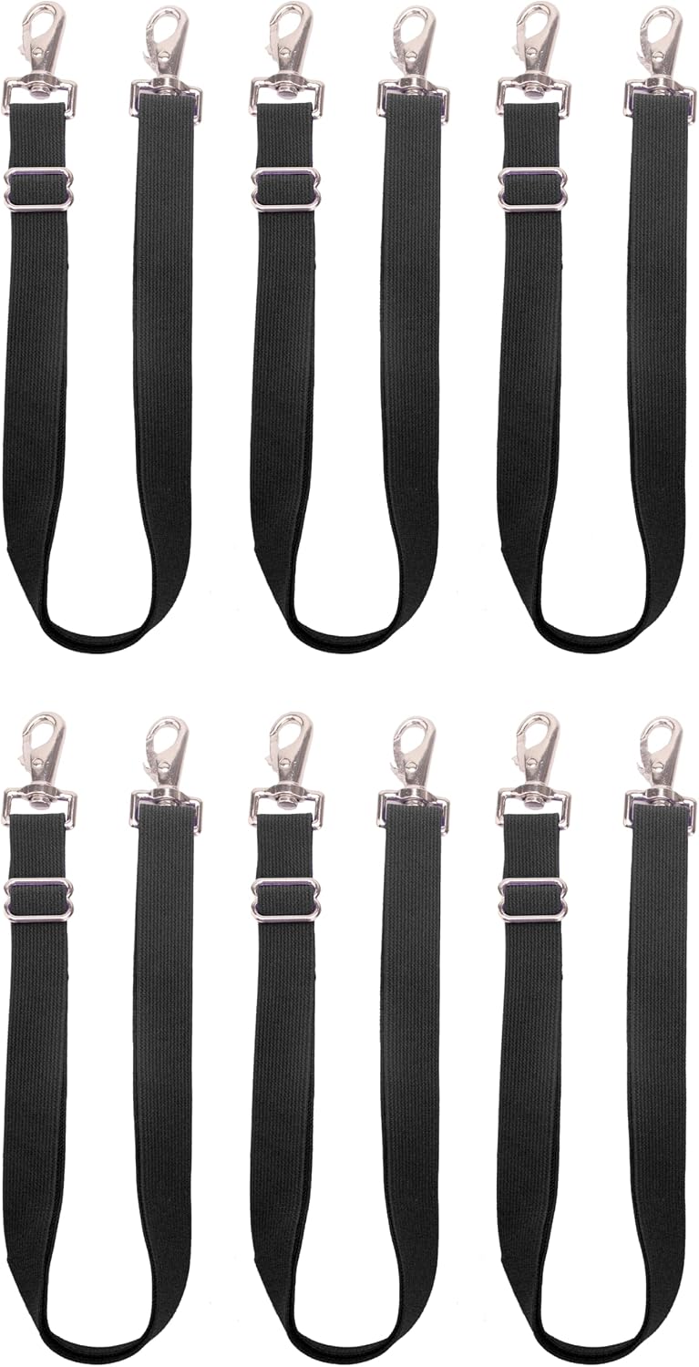 Pack of 6 Adjustable Length Elastic Leg Straps for Horse