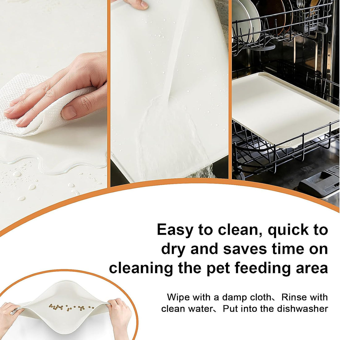 Large Pet Feeding Mat Spillproof Raised Edges Nonslip 24"x16"