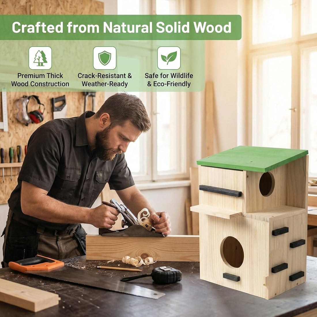 Large Squirrel Houses for Outside, Squirrels Nesting Box with Platform