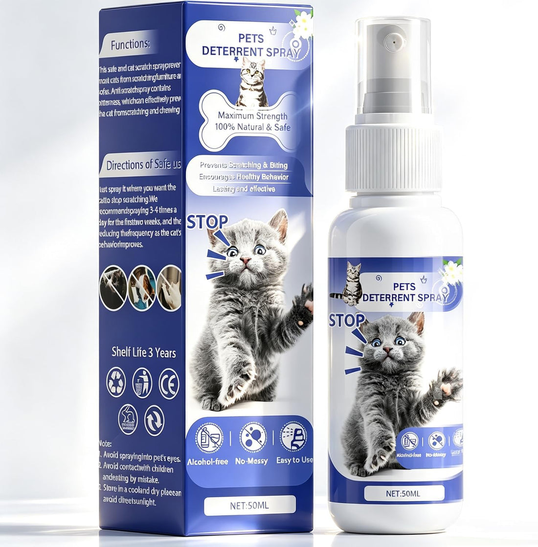 Cat Deterrent Spray, Natural Safe Cat Repellent Spray for Furniture