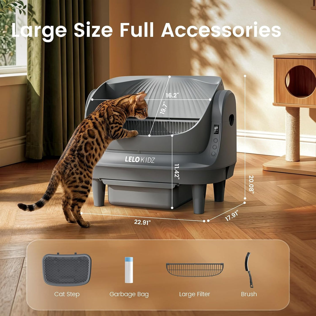 Self Cleaning Litter Box, Open Top 105L Automatic Litter Box