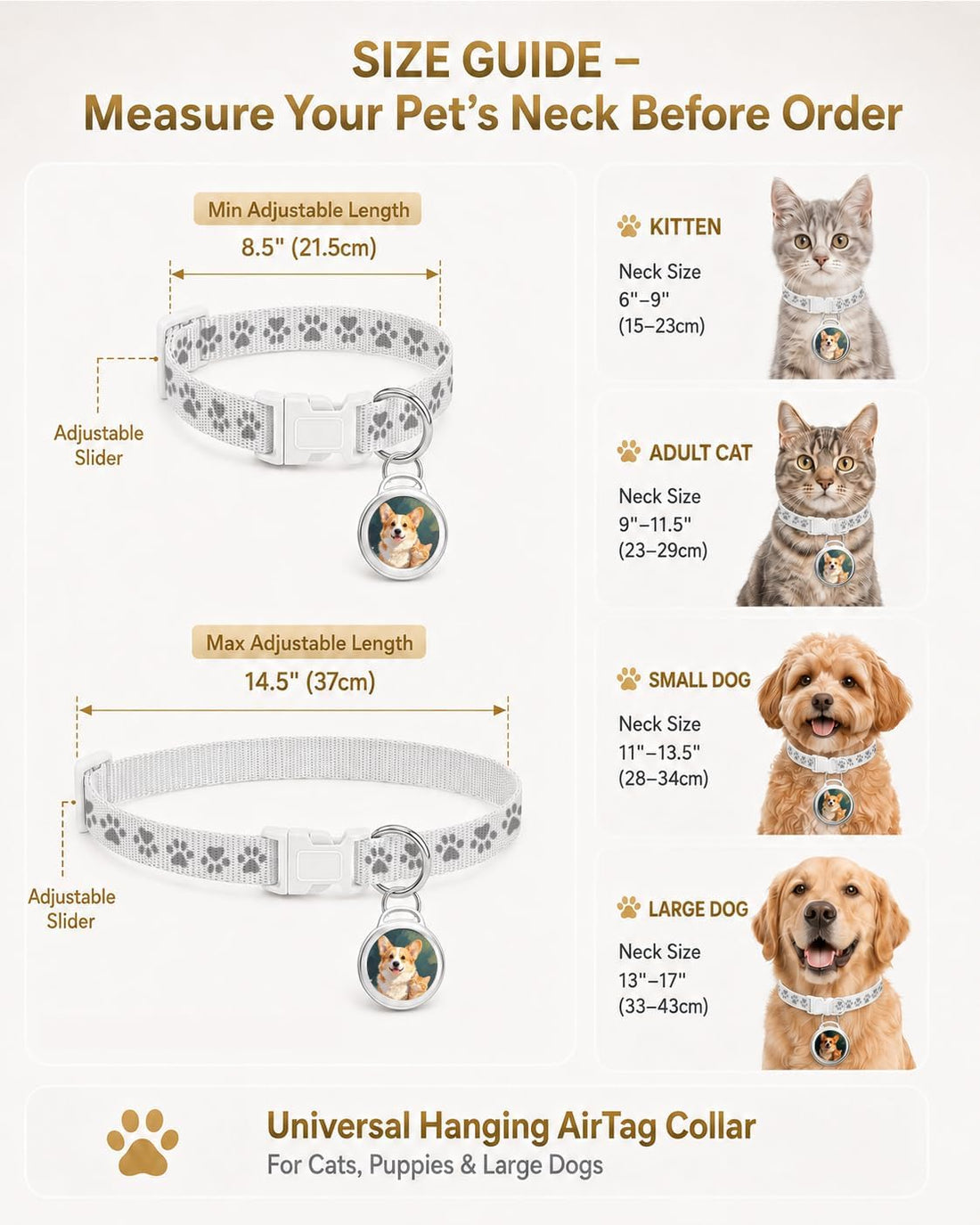 Cat GPS Tracker Collar & Dog Mini Tracker, No Monthly Fee Location