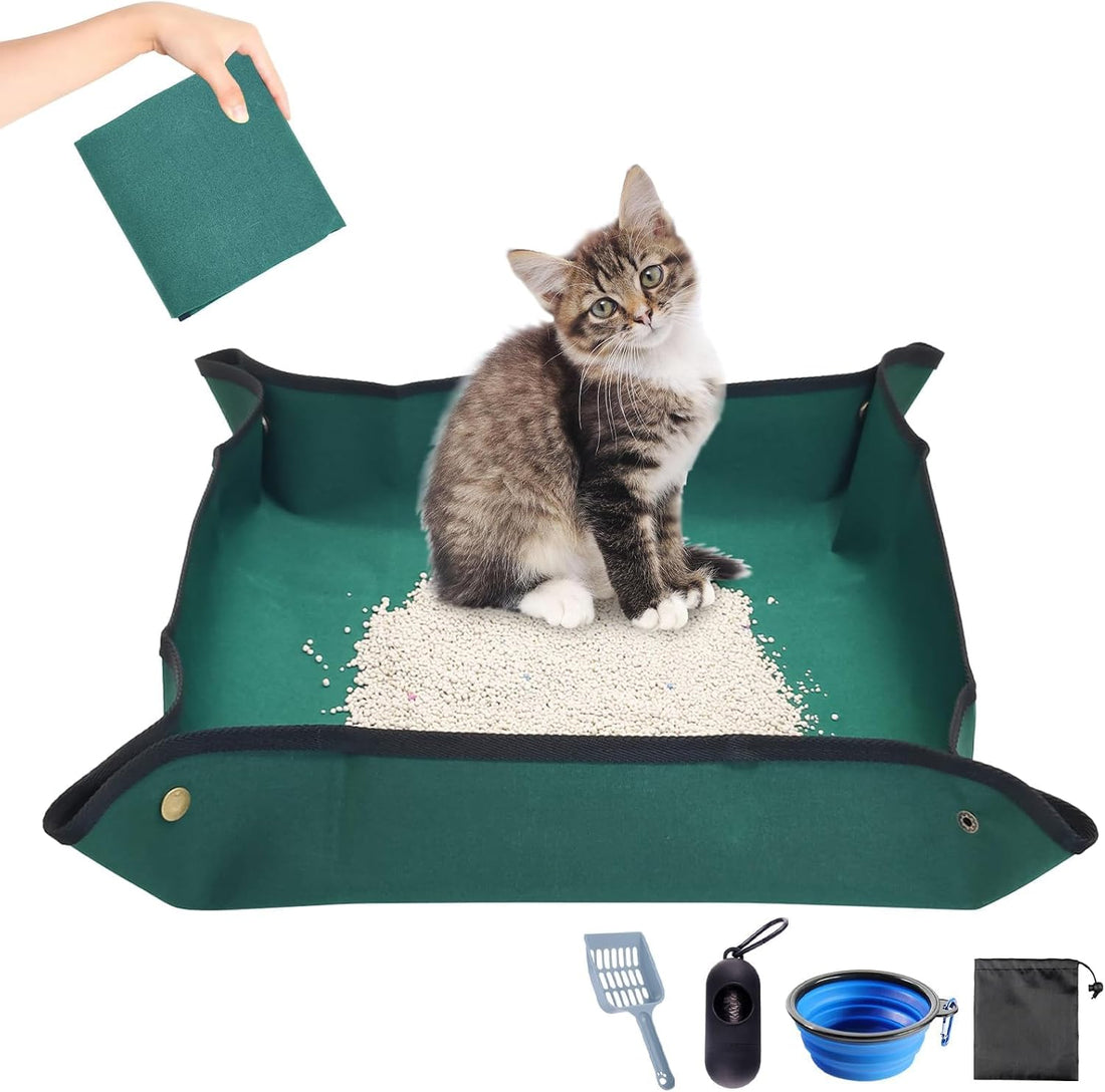 BNOSDM Foldable Travel Litter Box Set for Cat 5 PCS Portable Low Entry
