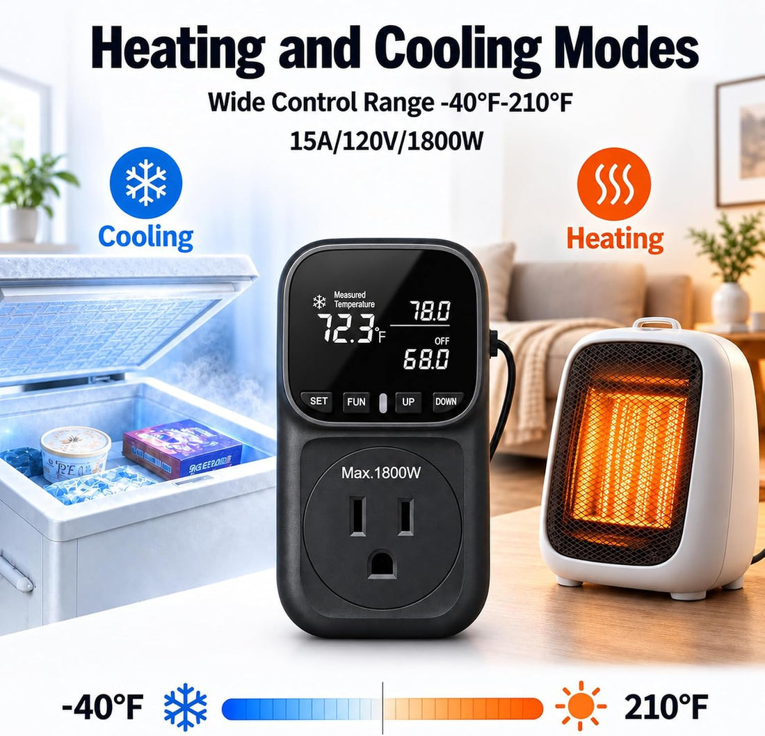Digital Temperature Controller Outlet 15A/1800W Thermostat