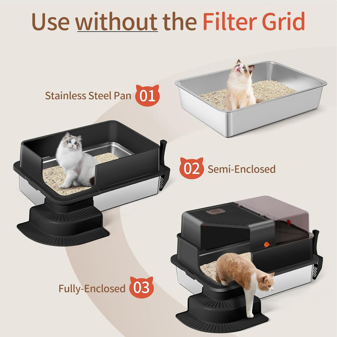 Bartuke XXXL Stainless Steel Litter Box