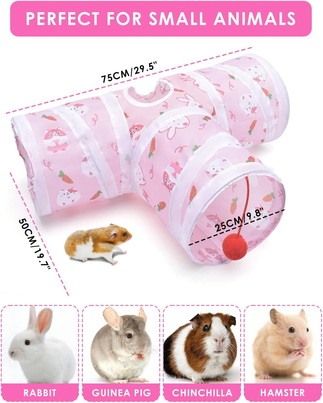 Bissap Rabbit Tunnel, 9.8'' Collapsible Bunny Tunnel and Tube 3 Ways