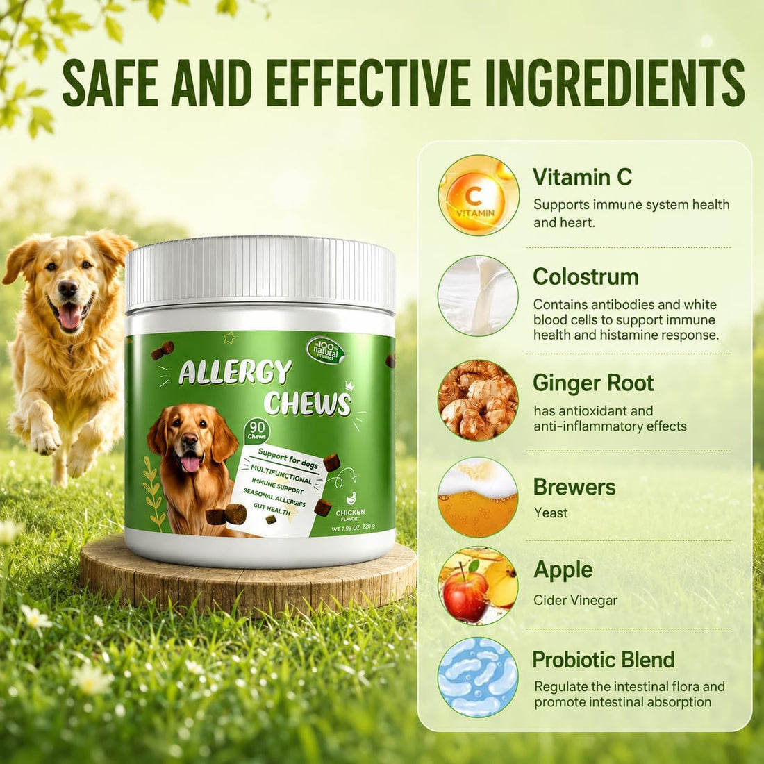 Organnact Dog Allergy Chews Itch Relief Probiotics