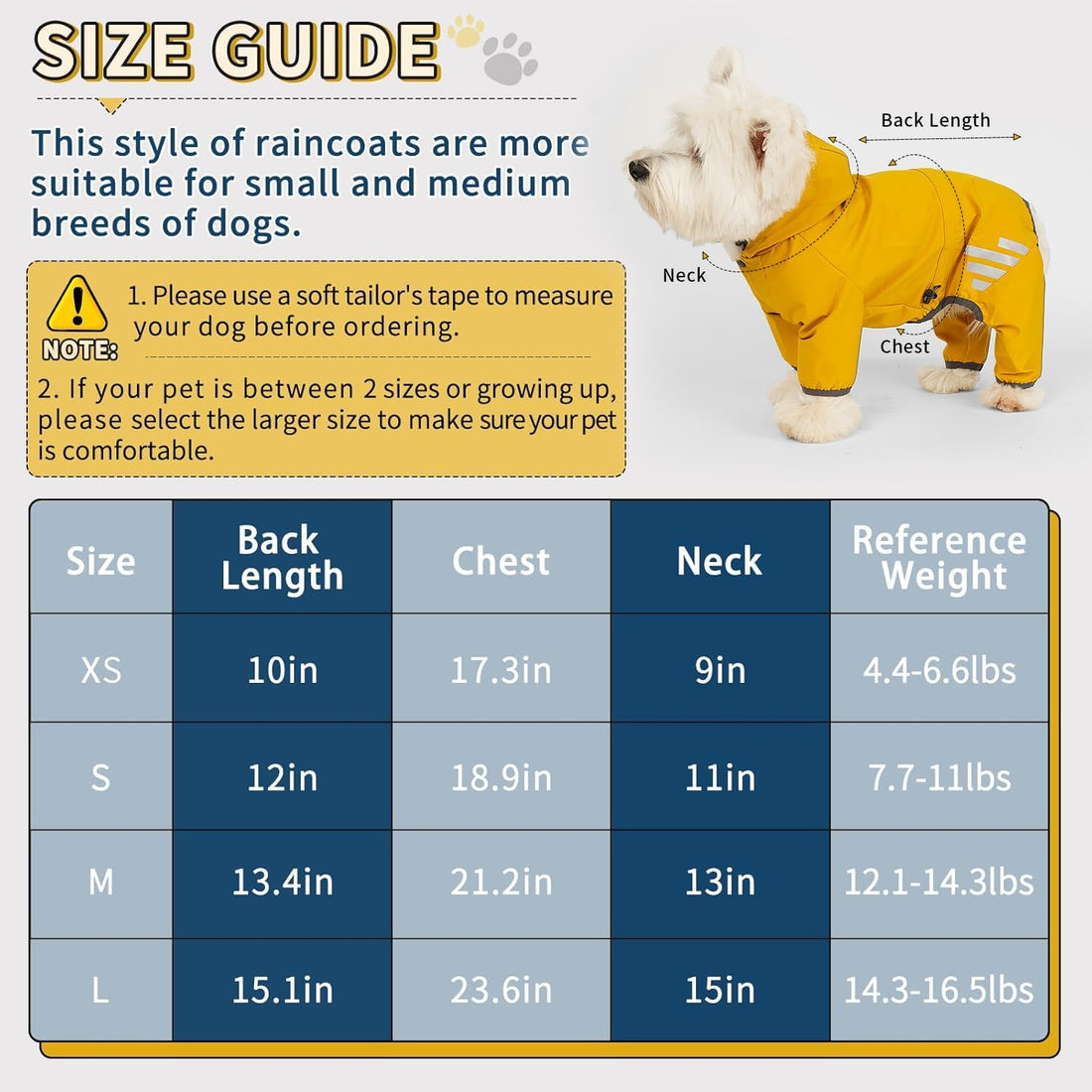 Dog Raincoat, Waterproof Dog Rain Jacket with Hood
