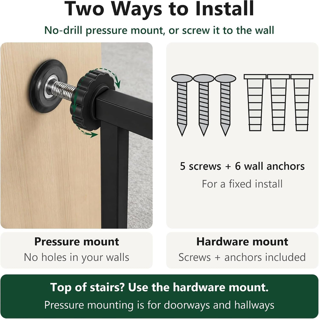 Dog Gate with Adjustable Cat Door, 29.5-37 in Wide