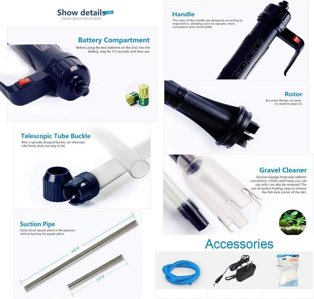 Electric Battery/Adapter Powered Vacuum Water Filter Cleaner Sand