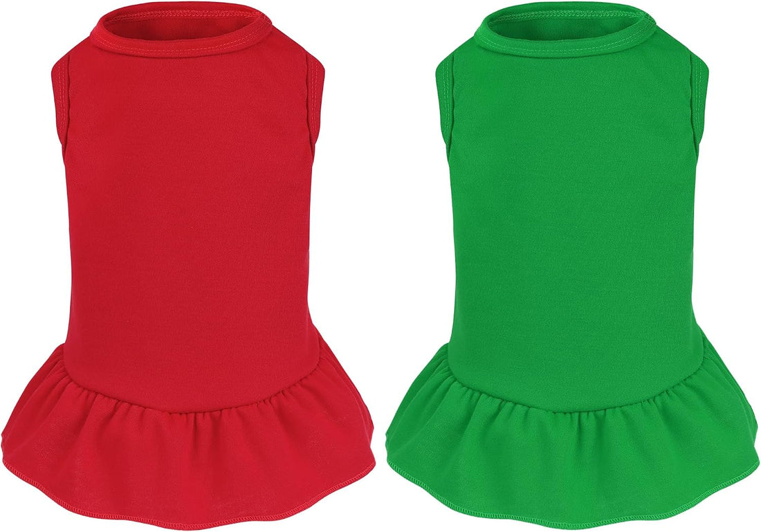 2 Pcs Dog Dress Cute Cat Skirt Solid Color Summer Clothes for Small
