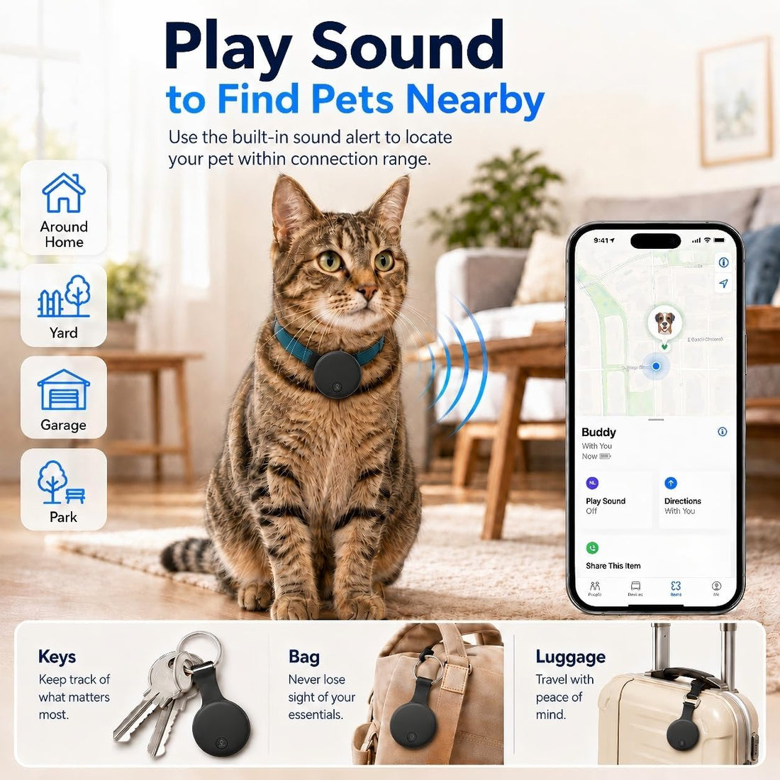 GPS Tracker for Dogs, Pet Location Tracker for Dogs & Cats, iOS Only