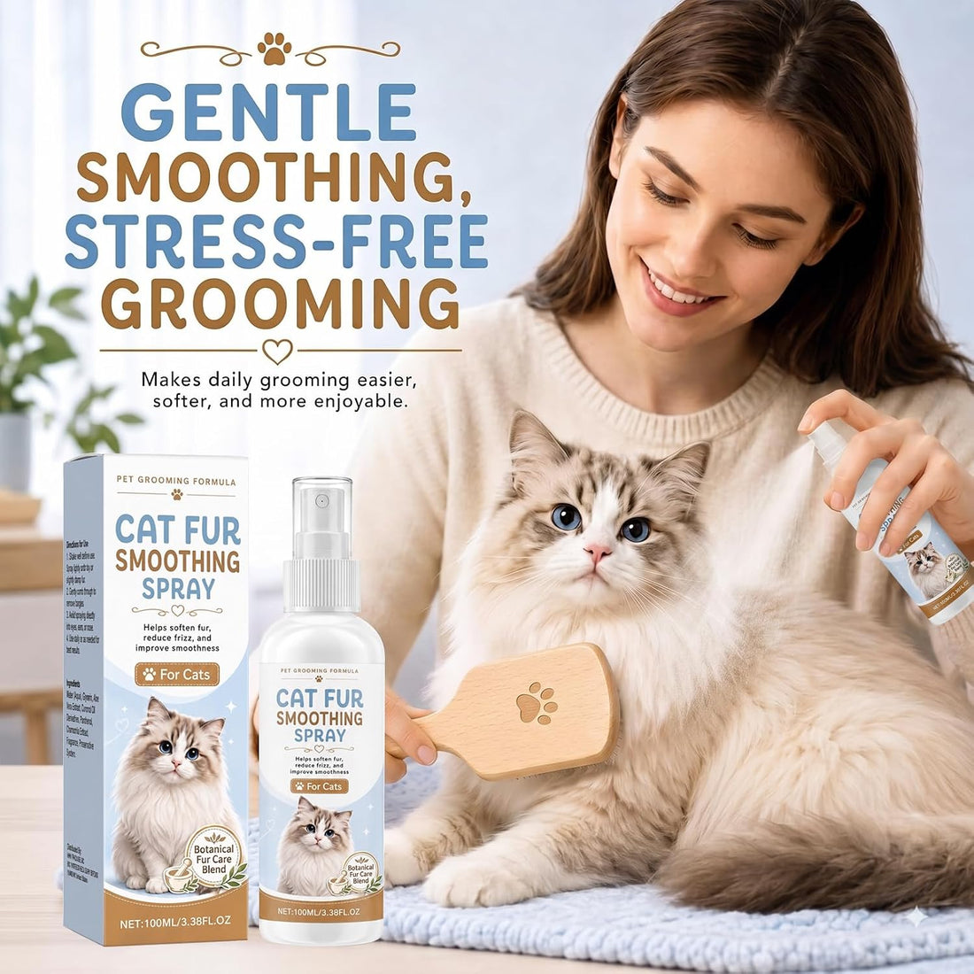 Cat Detangler Spray, Natural Solution for Matted Hair