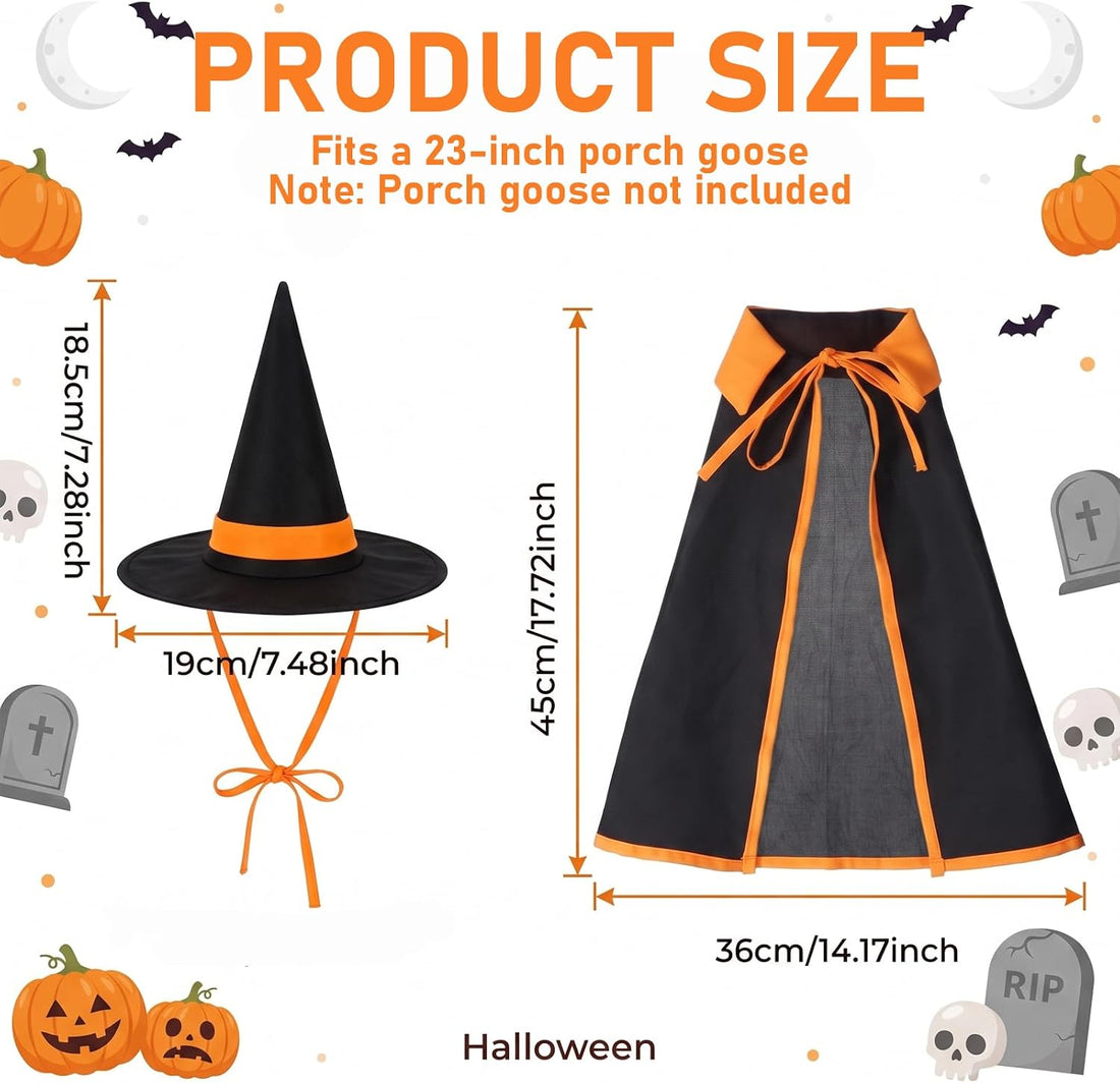 Halloween Porch Goose Outfit Witch Cape Hat Set 23'' Fall Goose