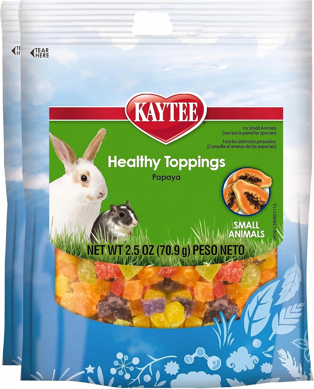 Kaytee Healthy Toppings Papaya Rabbit Treats, 2.5 Oz