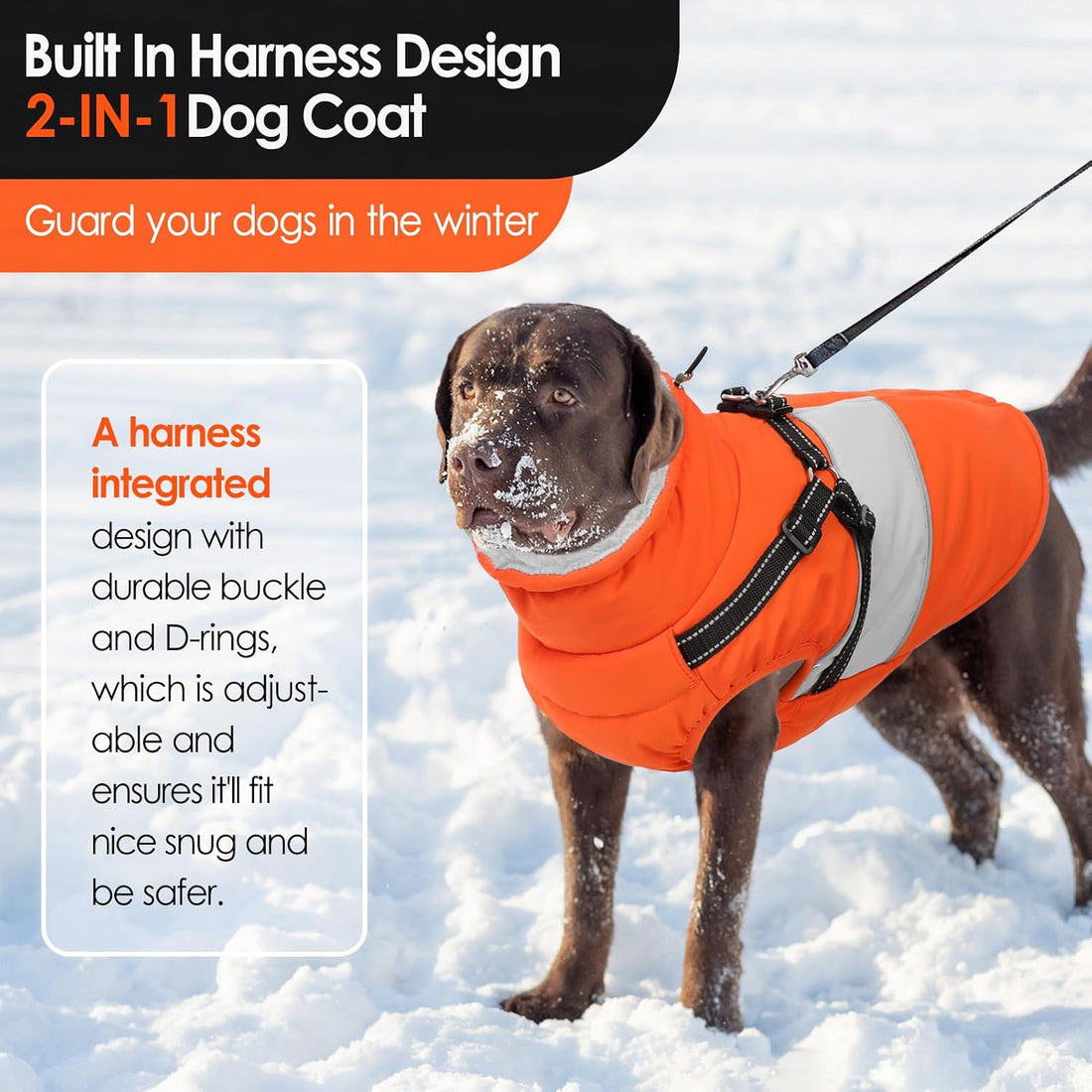 AOFITEE Dog Coat with Harness Waterproof Dog Winter Jacket for Medium