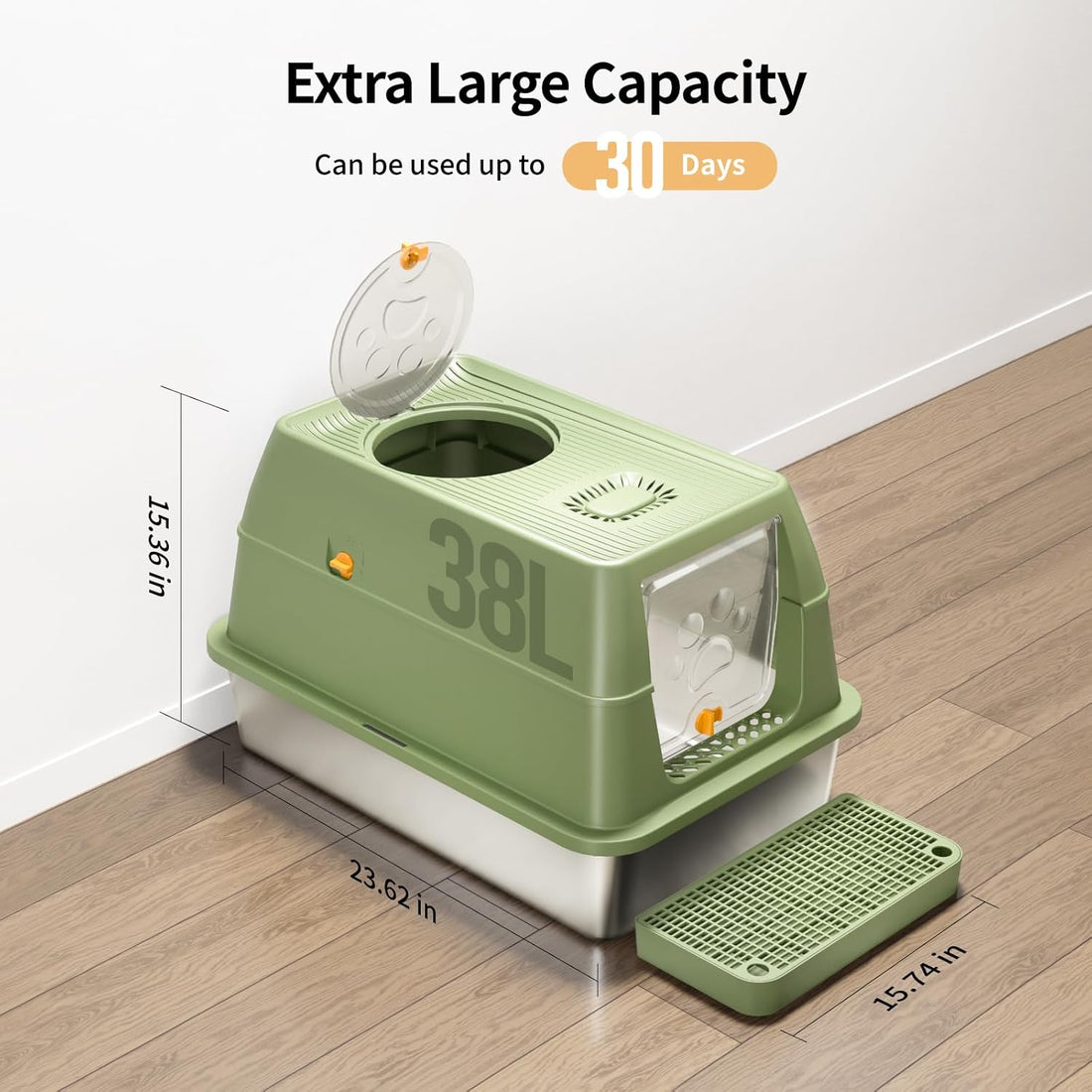 Eosarcu Stainless Steel Cat Litter Box with Lid