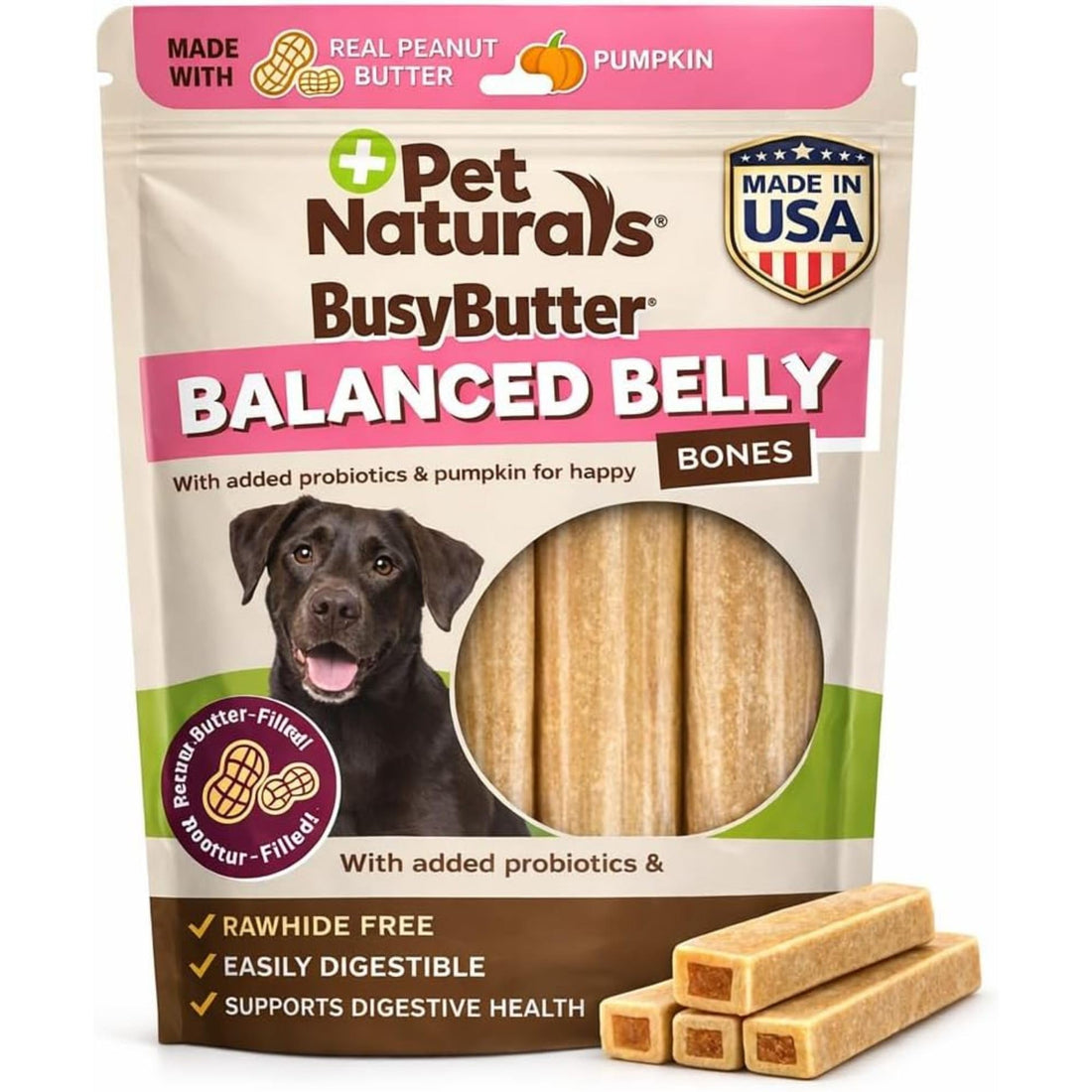 Pet Naturals BusyButter Balanced Belly Peanut Butter Bones