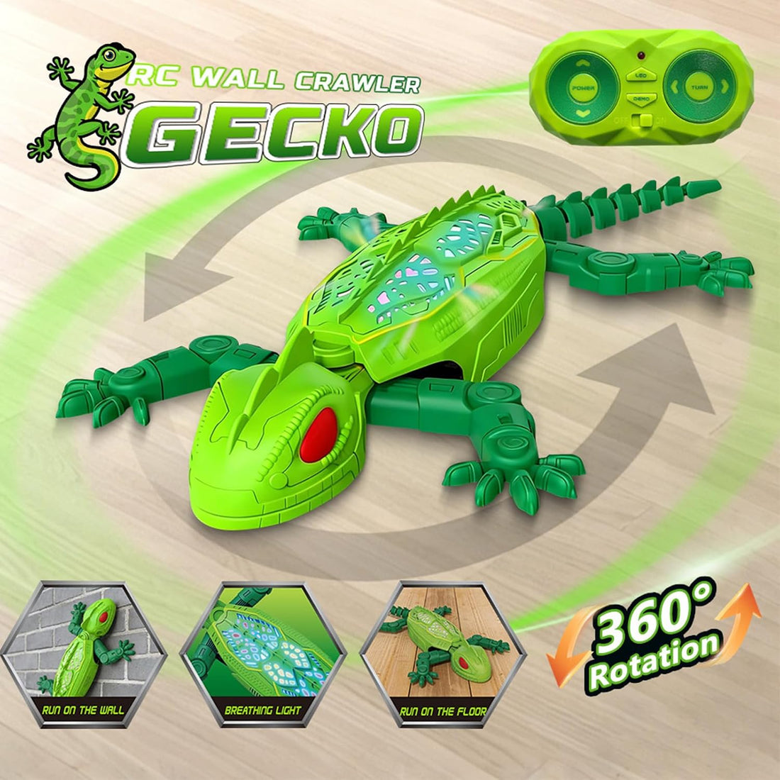 Remote Control Wall Climbing Gecko Toy for Cats,Wall Crawler Gecko