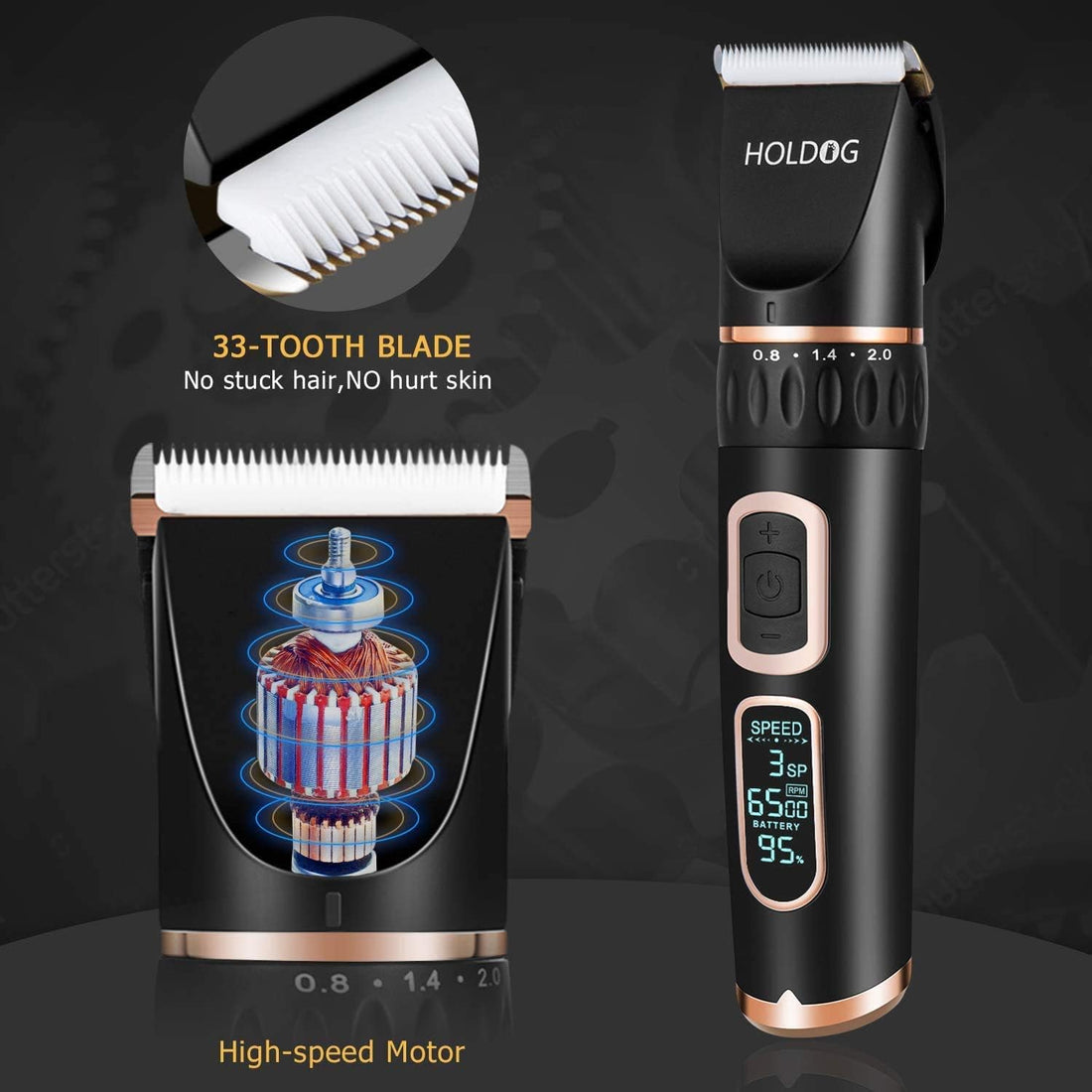 Dog Clippers Professional Heavy Duty Grooming Clipper 3-Speed Low