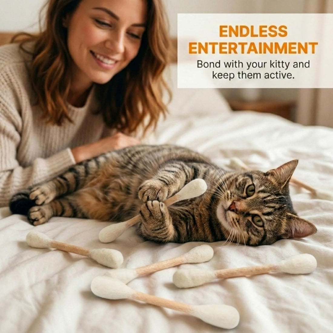 Glaciart One Swabs Cat Toys with Catnip - 6 Pk | Durable for Chew