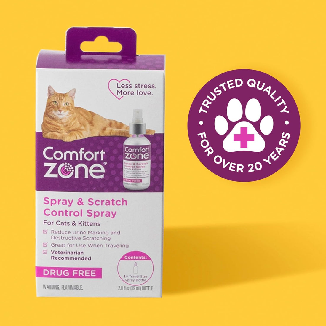 Comfort Zone Cat Calming Spray for Kittens & Cats, 59mL