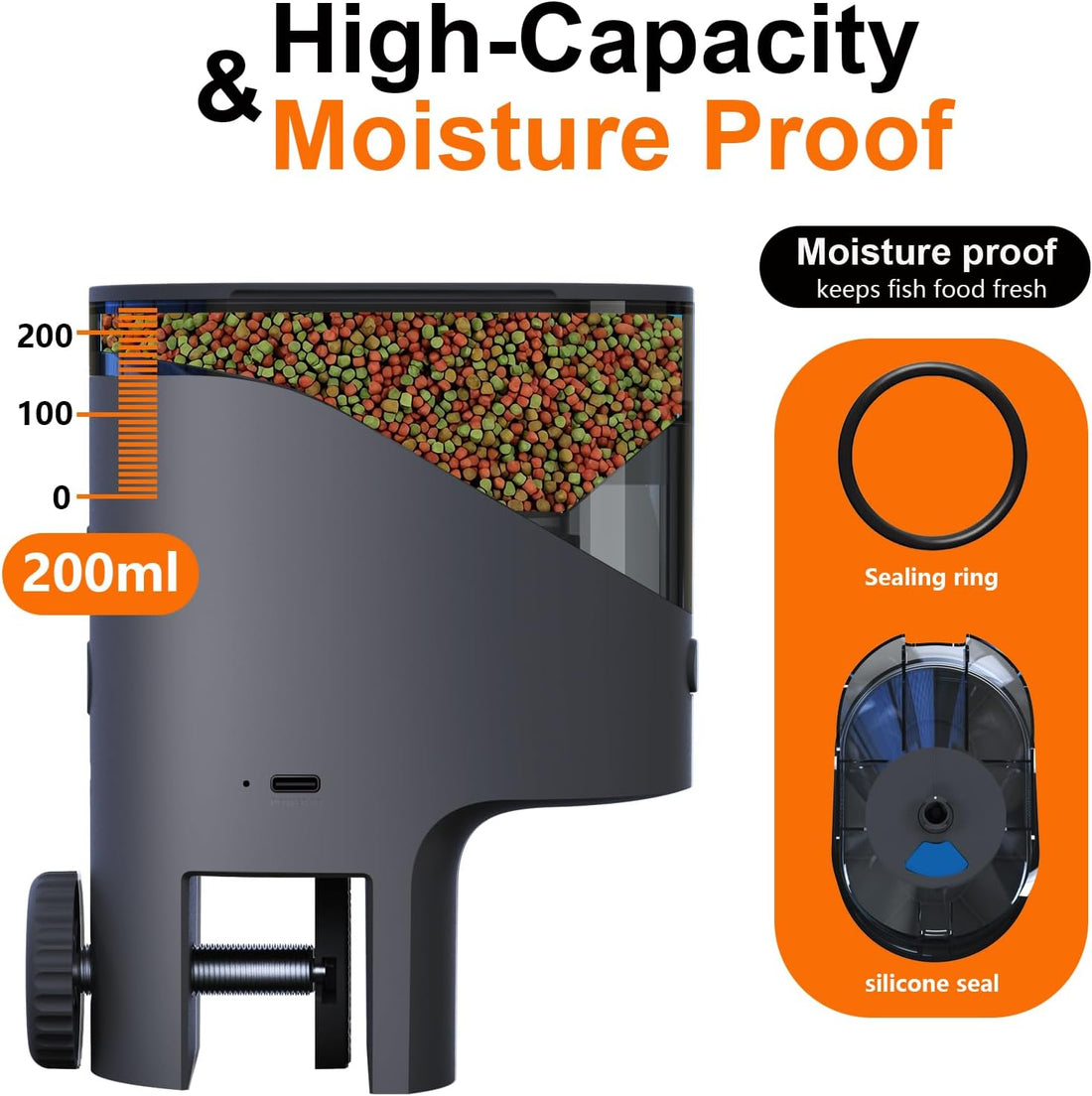 WiFi Automatic Fish Feeder for Aquarium, Flake Feeder with Camera